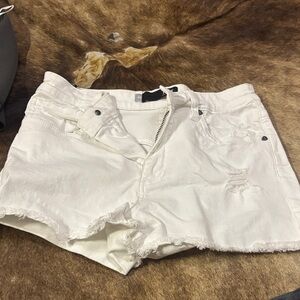 Kut from the Kloth Off-White Distressed Jean Shorts